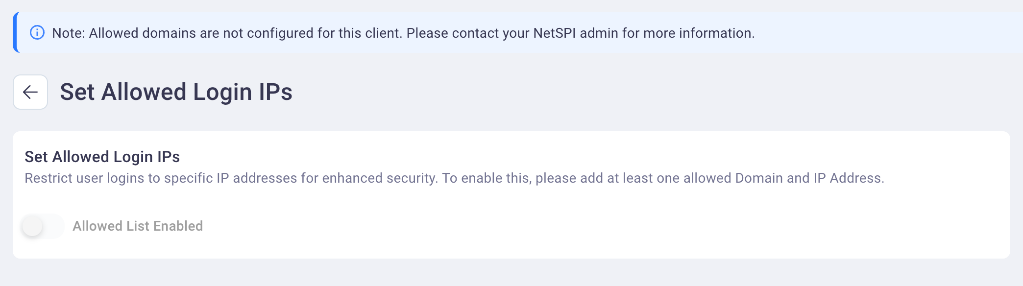 Allowed domains not configured
