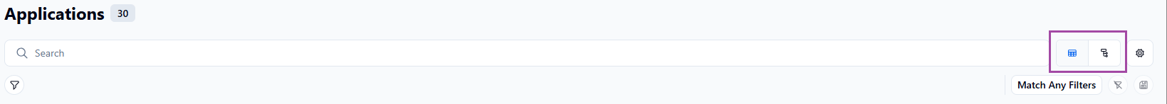 Applications view options