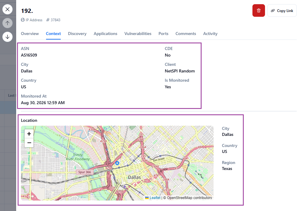 Context tab example
