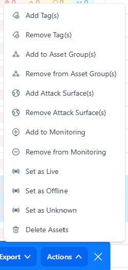 Assets bulk action options