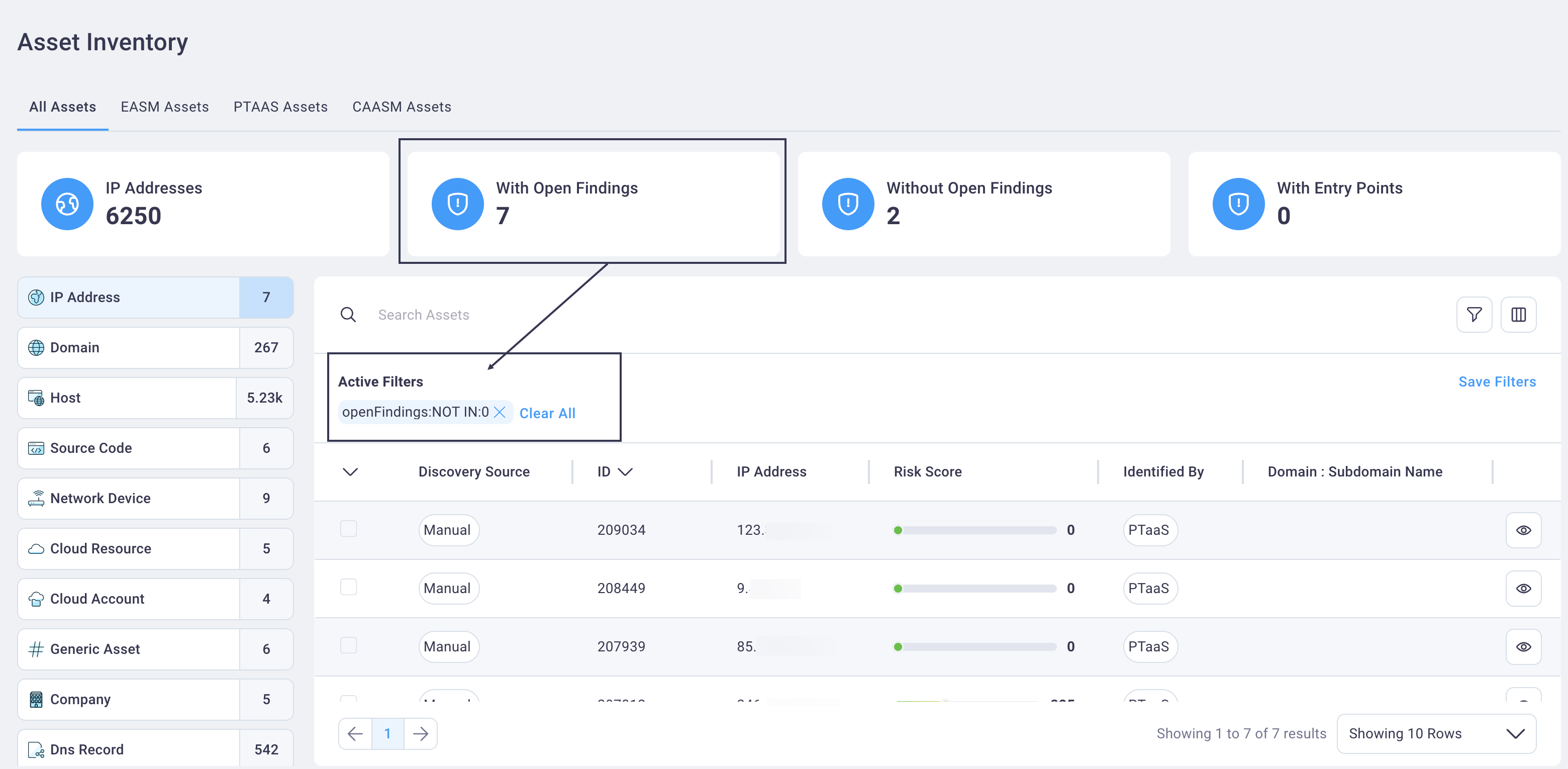 Assets Active Filters