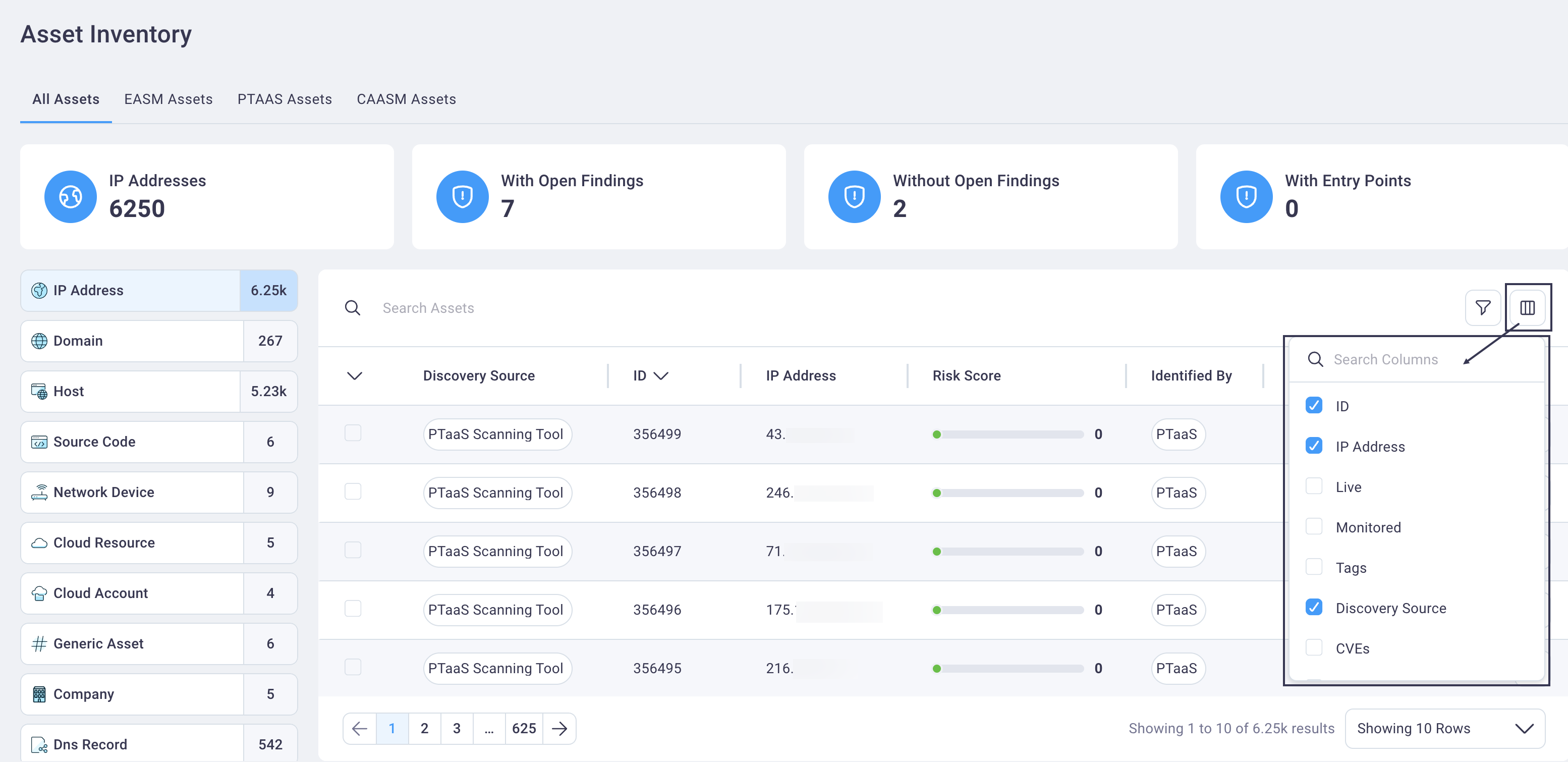 Assets Table Column Config