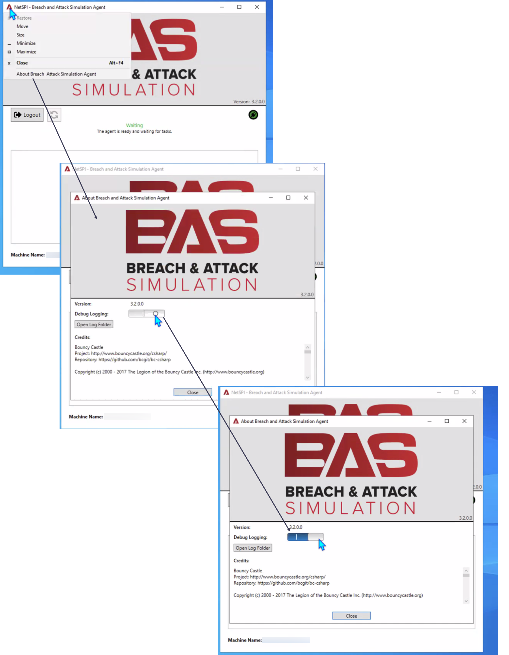 BAS Windows NetSPI Platform set debugging