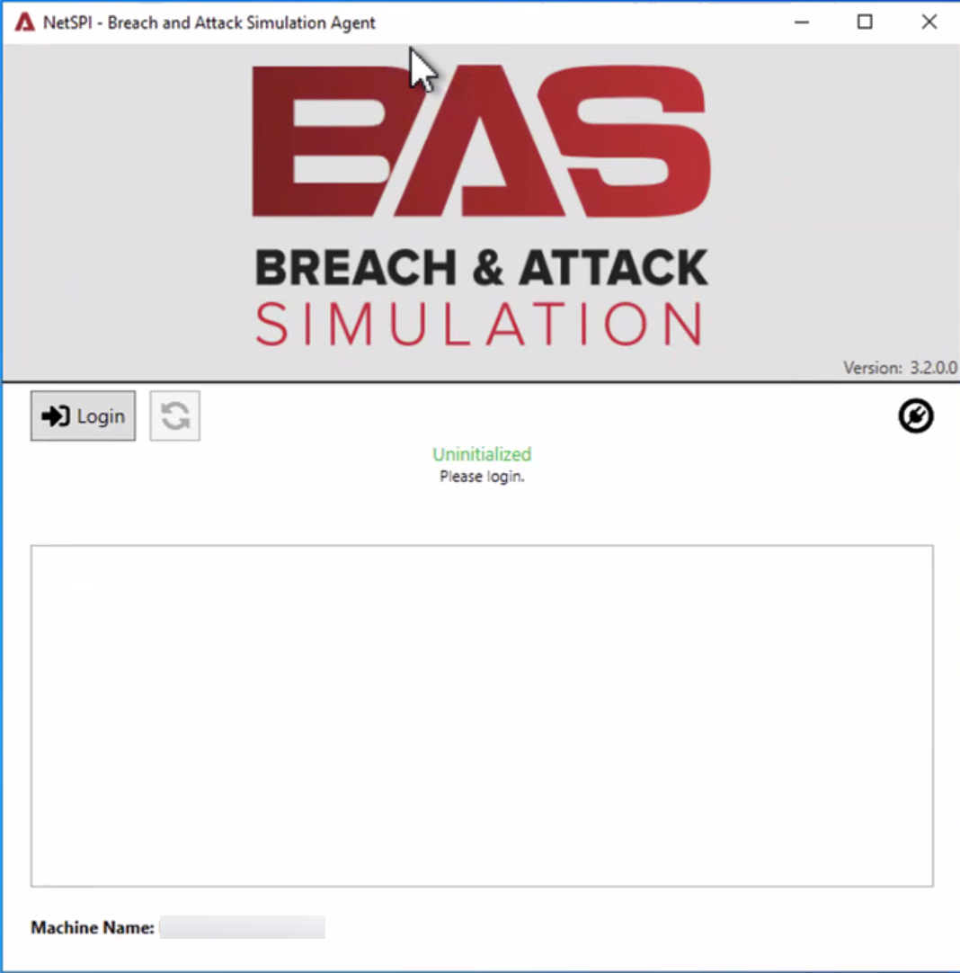 BAS Windows Agent Login screen