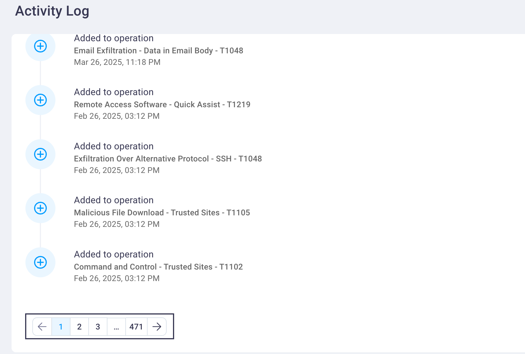 Activity Log paging