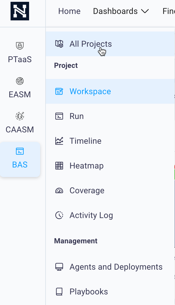 BAS All Projects dashboard