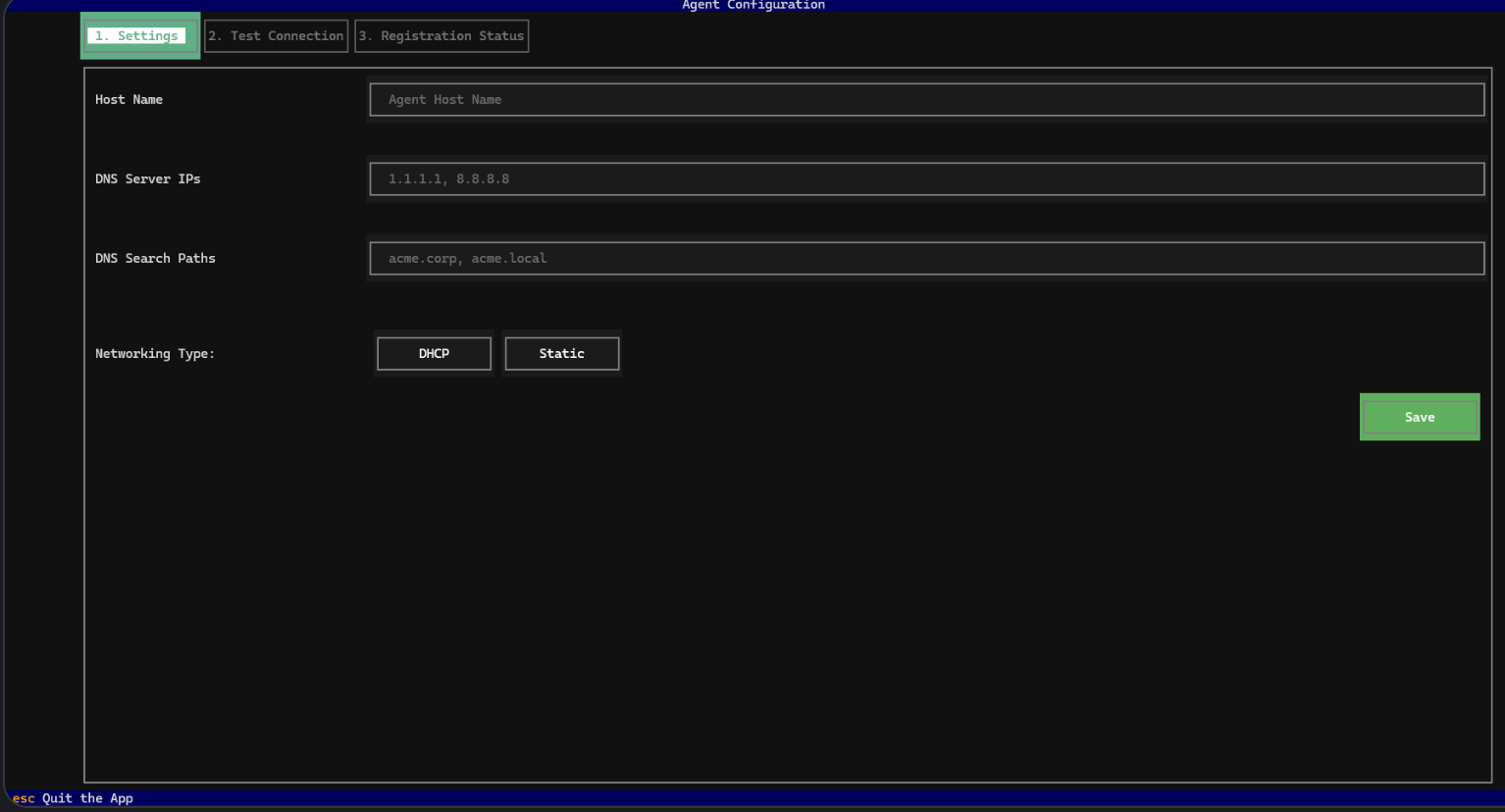 Agent configuration