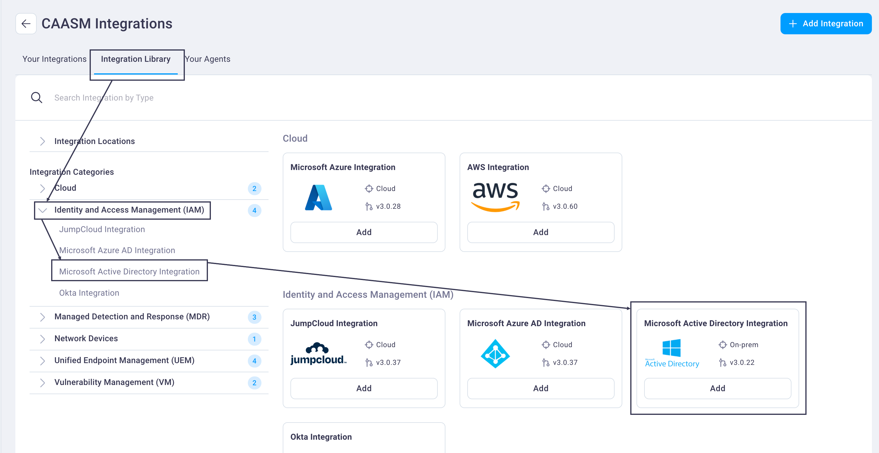 Integration Library tab