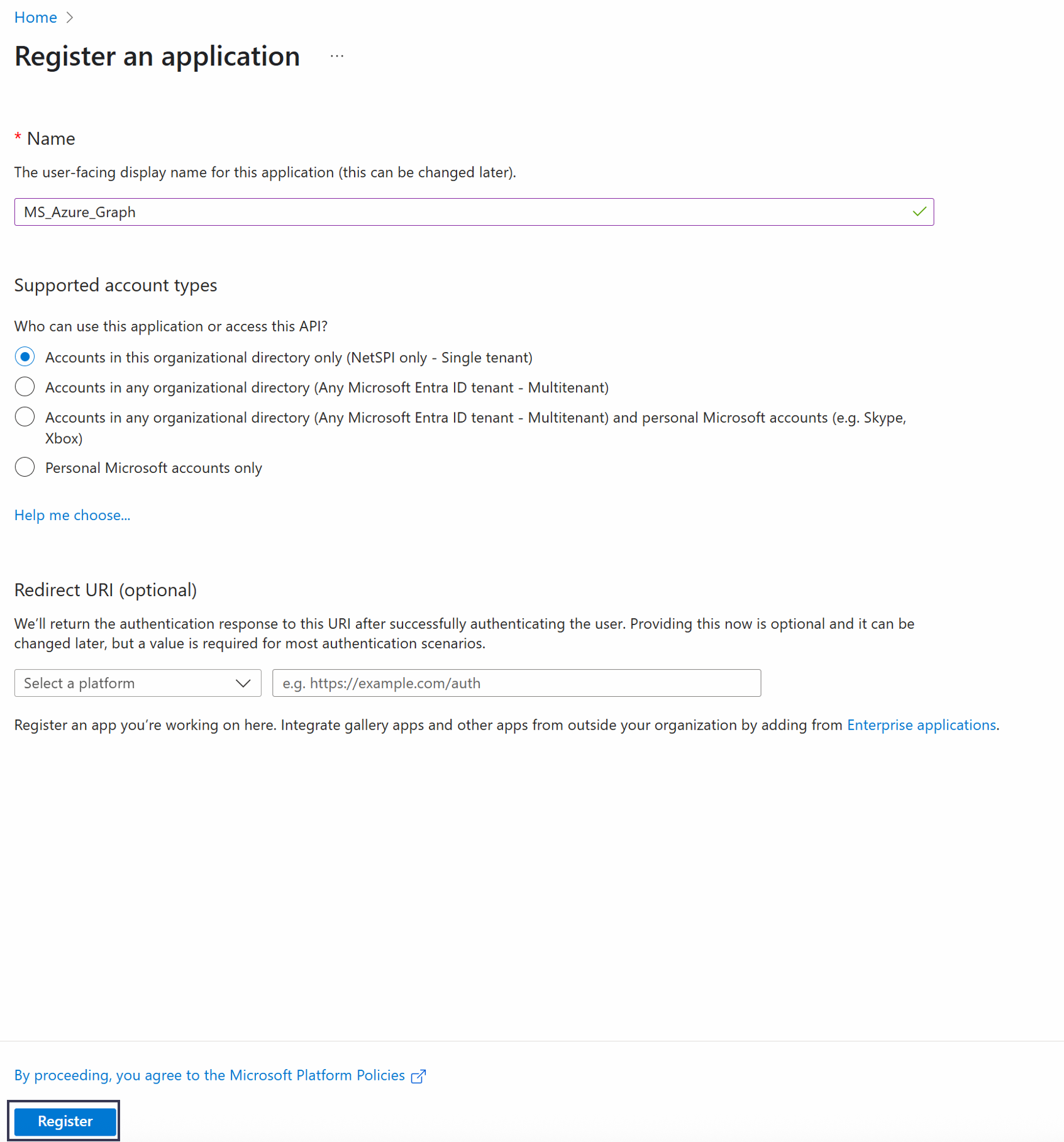 MS Graph Config Step 4