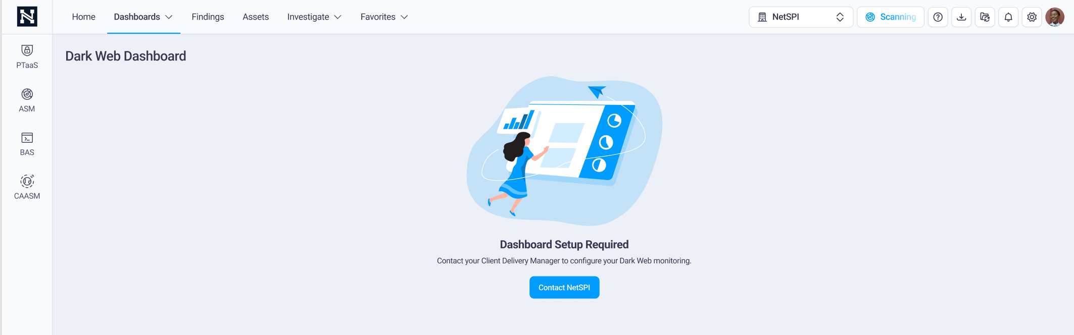 Dashboard setup page