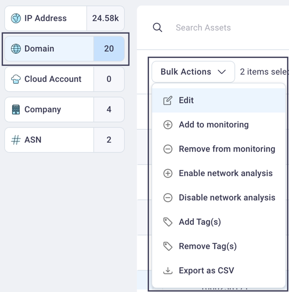 Domain Bulk Actions