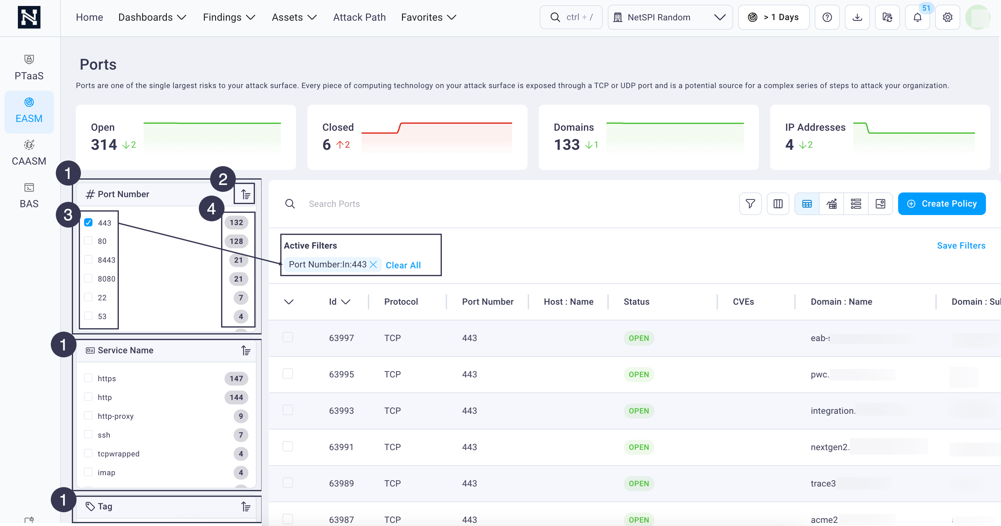 Ports page fast filter