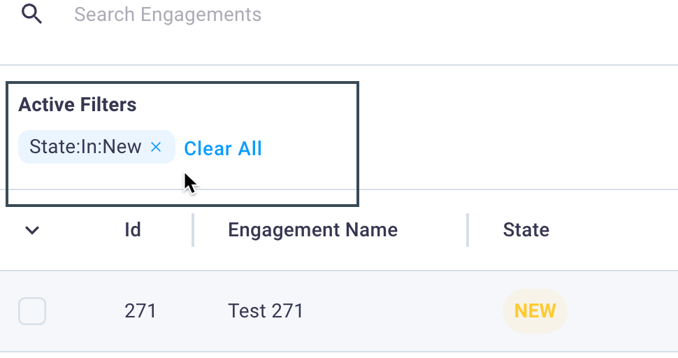 Filter clear table