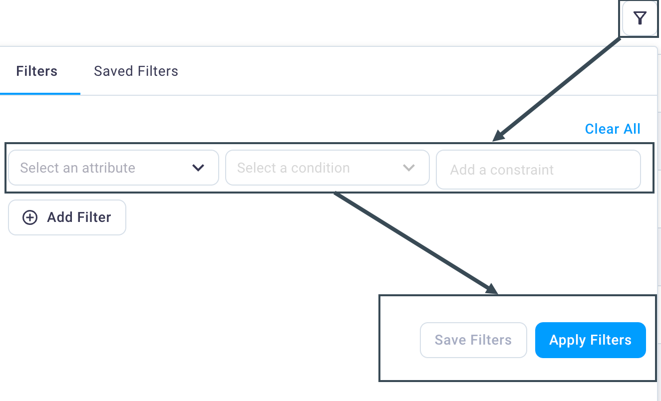 Filters table