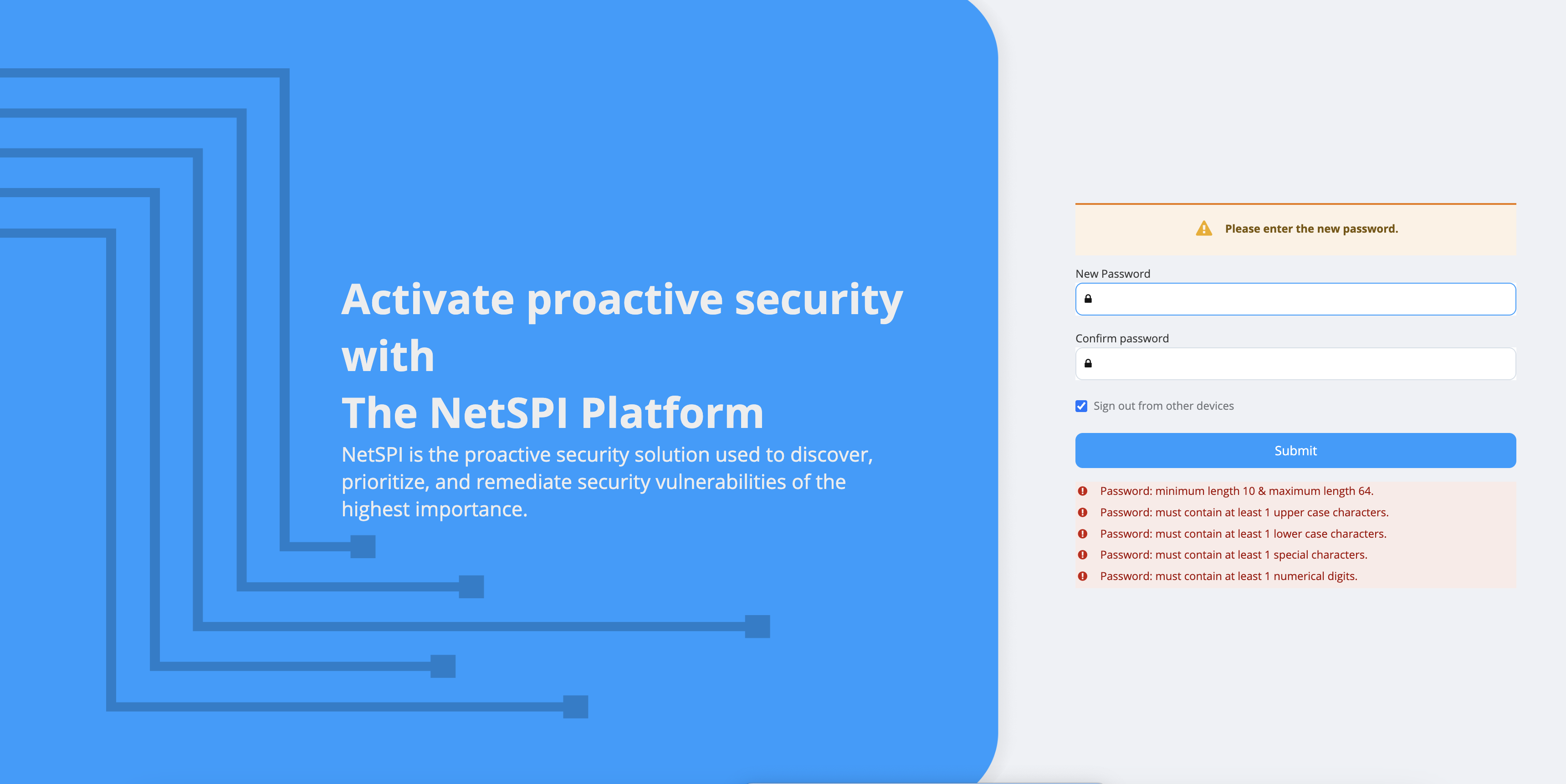 Platform password requirements