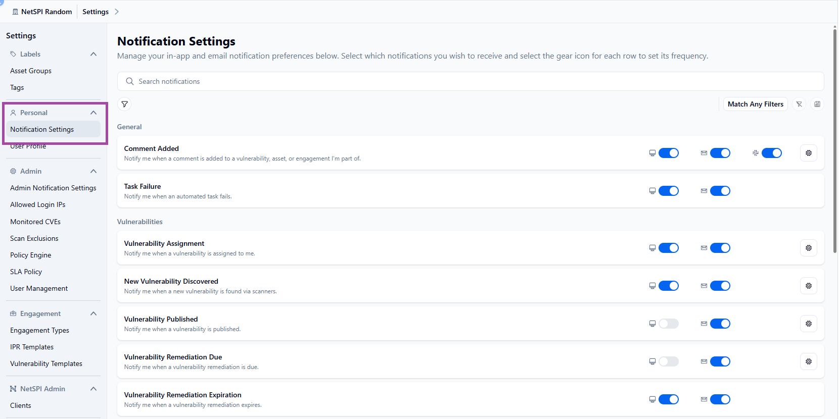 Notification settings