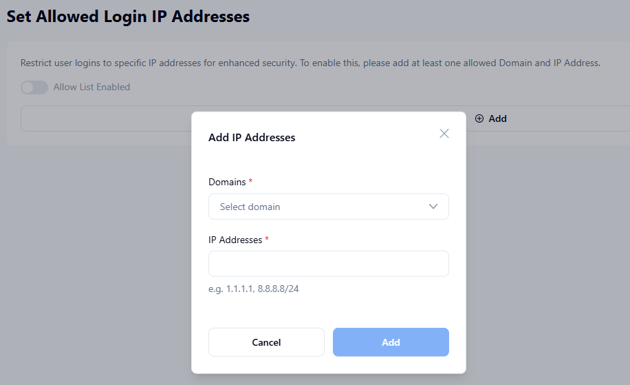 Add an allowed IP address