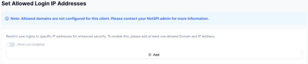 Set Allowed Login IP Addresses message