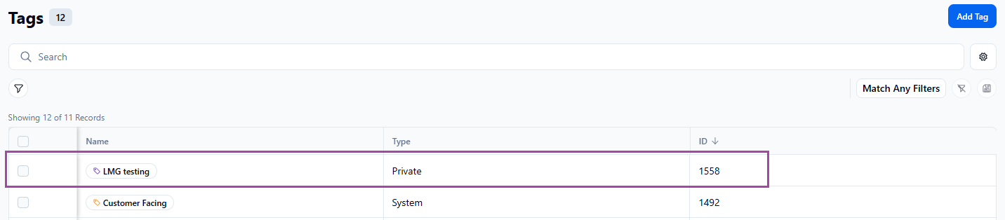 Private tag example