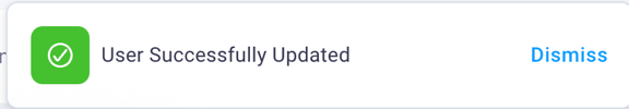 User Successfully Created message