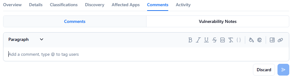Vulnerability comment