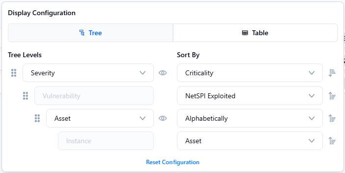 Display configuration settings